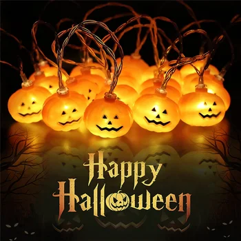 3M 5M 10M LED Halloween decorative light string small pumpkin shape bat spider small light string battery USB power supply