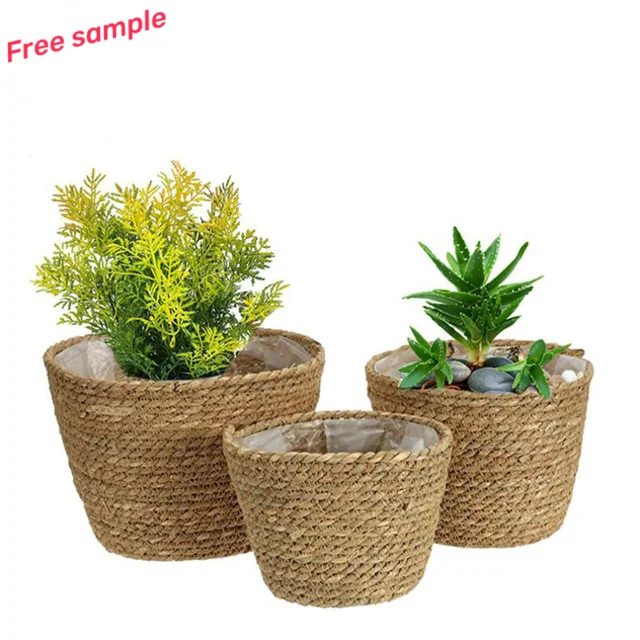 hot sale Basket Flower Pot wood grass Pot Flower Pot Woven Basket For Plants