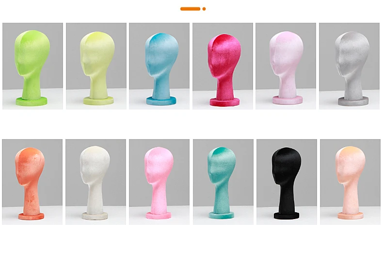 Luxury Hat Stand Headband Female Head Wig Manikin Head Round Base Rose Red Long Neck Velvet Mannequin Head for Wig