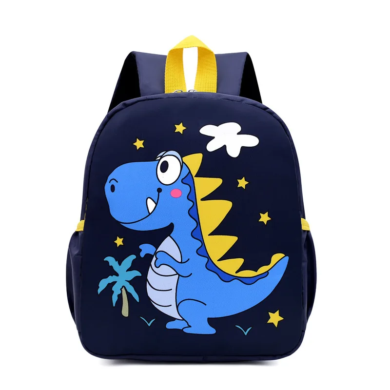 Hot Designers' Cute Blue Cartoon Backpack for Kids Waterproof School Bag Zipper Closure Made Oxford Polyester for Books