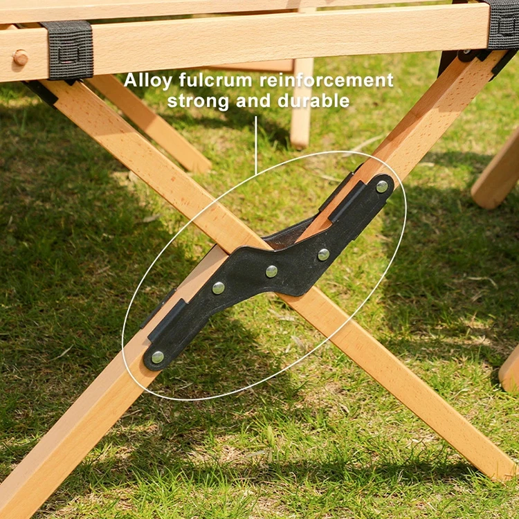 Starryheart Folding Wood Table Simple Setup Short Camping Table With 3