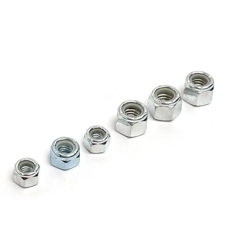 Fasteners Manufacturer Hex Nuts Anti-loosening DIN 985 Class 8/10 Nylon insert lock nuts  Zinc HDG Customized factory