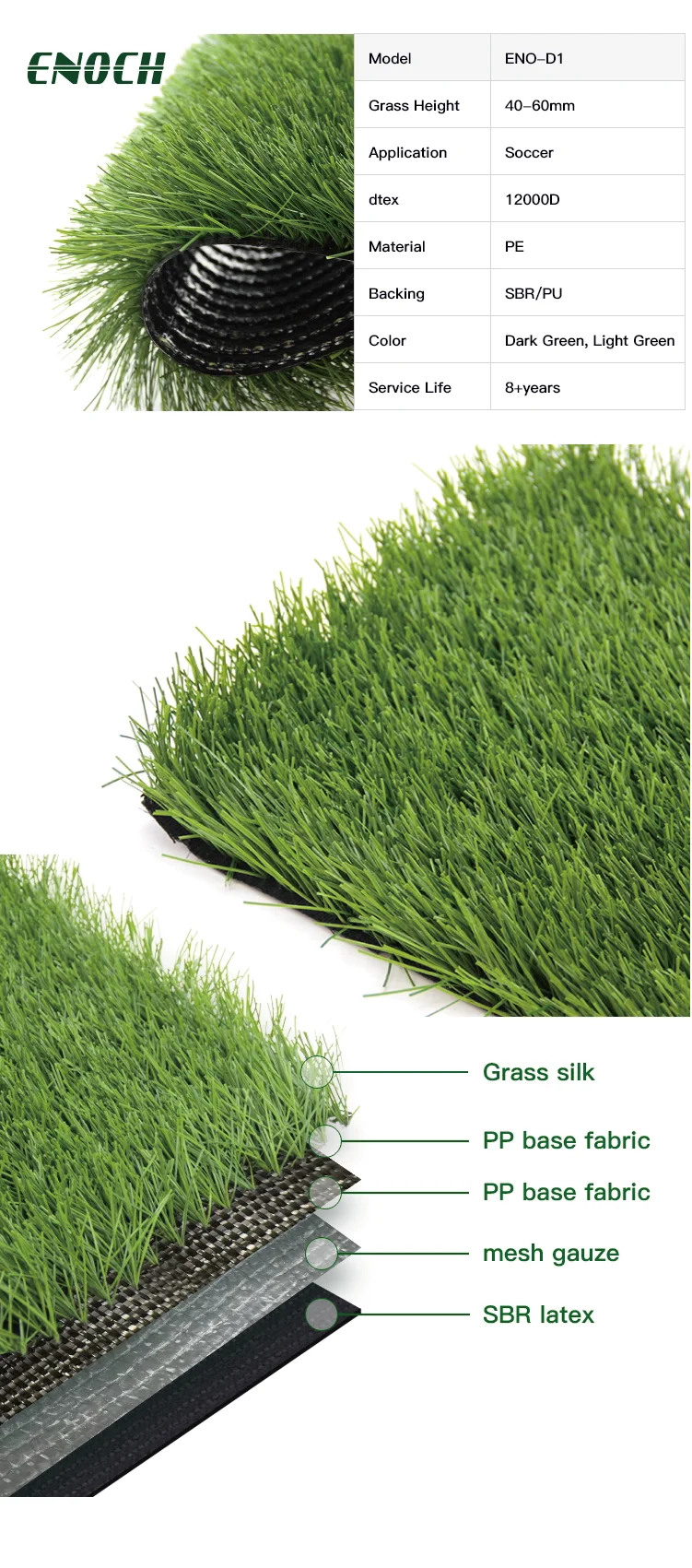 Realistic Looking Artificial Soccer Grass with 10 Years Life Time and 12600 Density for Professional Soccer Pitch
