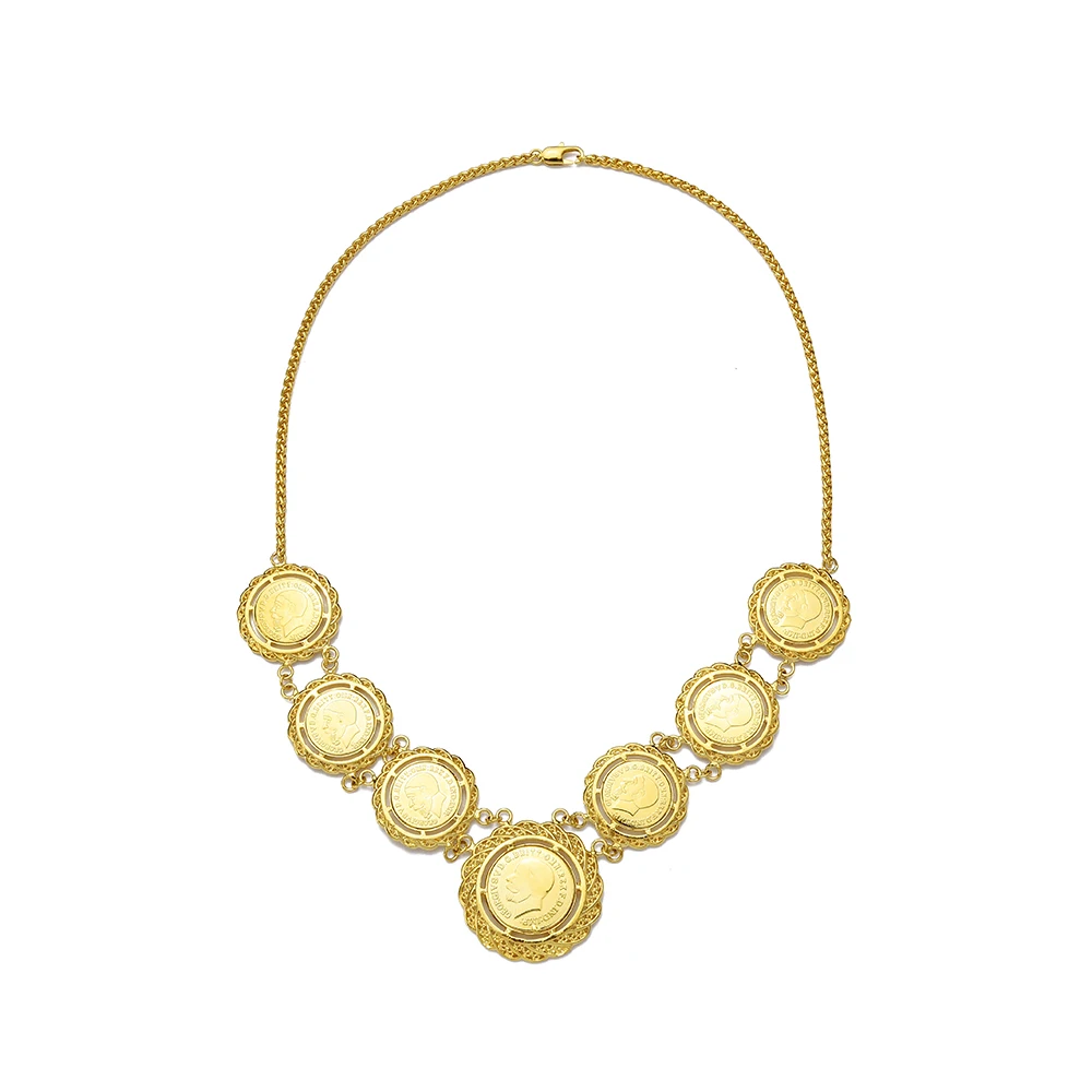 gold coin statement necklace