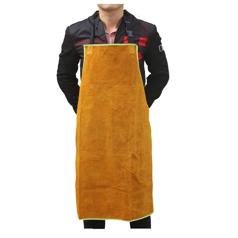 QeeLink Leather Welding Apron Heat ＆ Flame-Resistant Heavy Duty Work Apron with Pockets, 42" Extra Large ＆ Cross Back Extra Long Strap, 並行輸入 - 1
