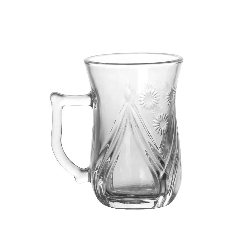 140ml 5oz Multi Sizes Clear Royalex Glass Tea Cup Turkish Cay With Handle Tumbler Classic Coffee Drinking Mug Tea Glass Mug