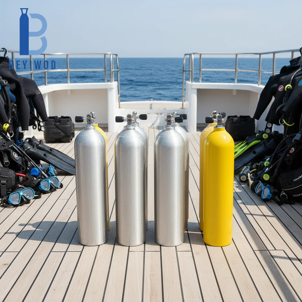 DOT Aluminum High Pressure Scuba Diving Oxygen Tank with Yoke Valve CE Certified 5000psi Test Pressure
