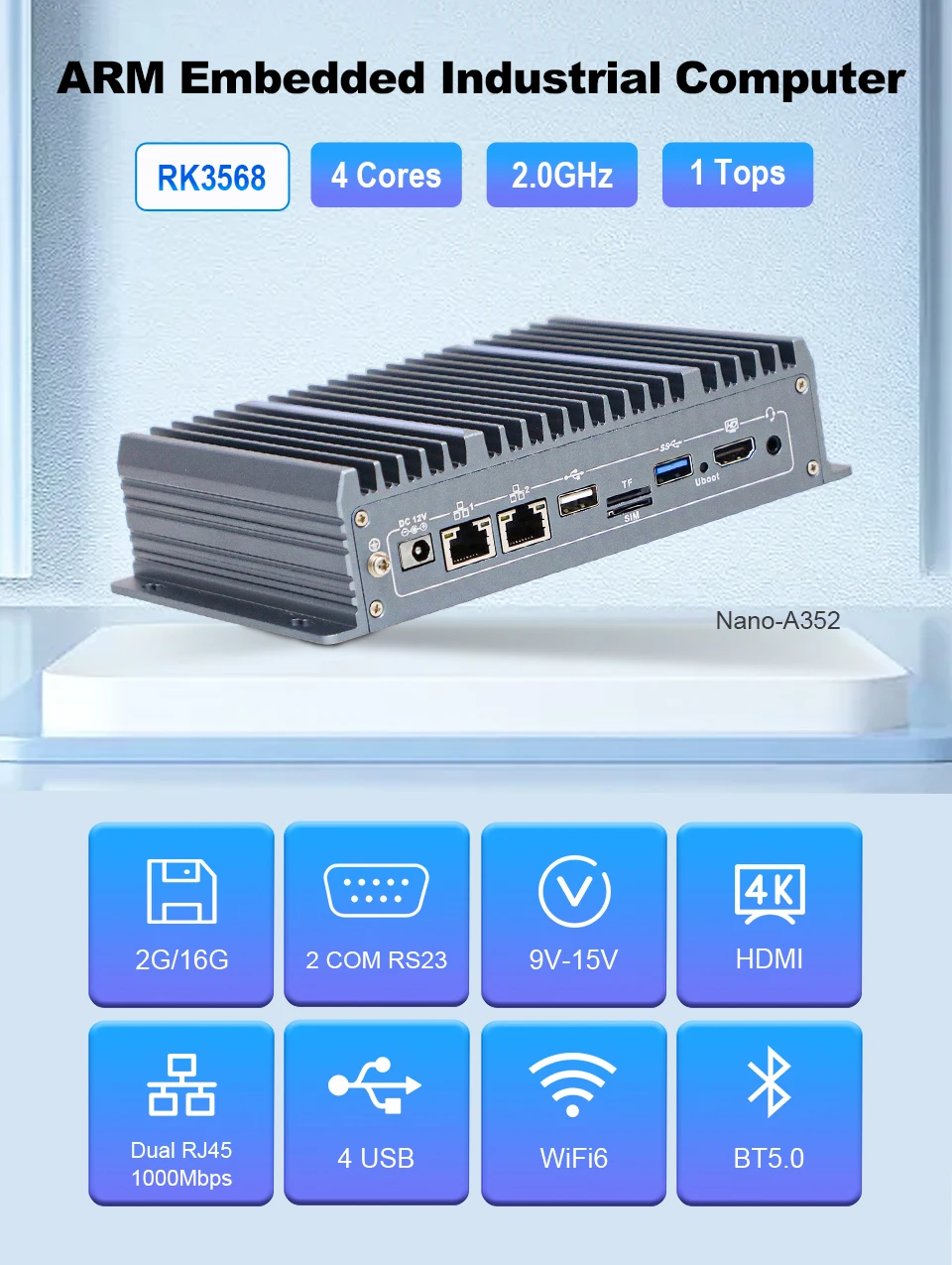 2g Computer Industrial Mini PC RK3568 - Quad Core 2G+16G Powerhouse
