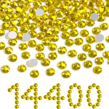 Flatback Rhinestones Bulk Rhinestones for Nails Crafts Clothes DIY Decoration Lemon Yellow Non-hotfix Bulk