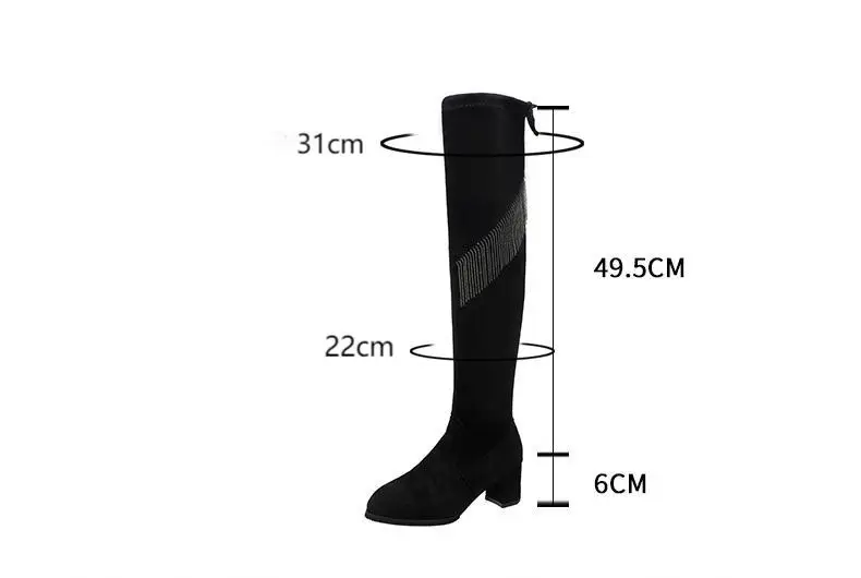 BUSY GIRL YT4884 Black Suede Over Knee Long Boots Women