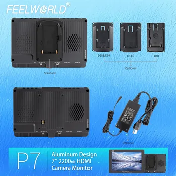 FEELWORLD P7 7 Inch DSLR Camera Field Monitor, Dual Battery Plate, Power Out for Camera, OEM/ODM Welcome, Bulk Discount detail image