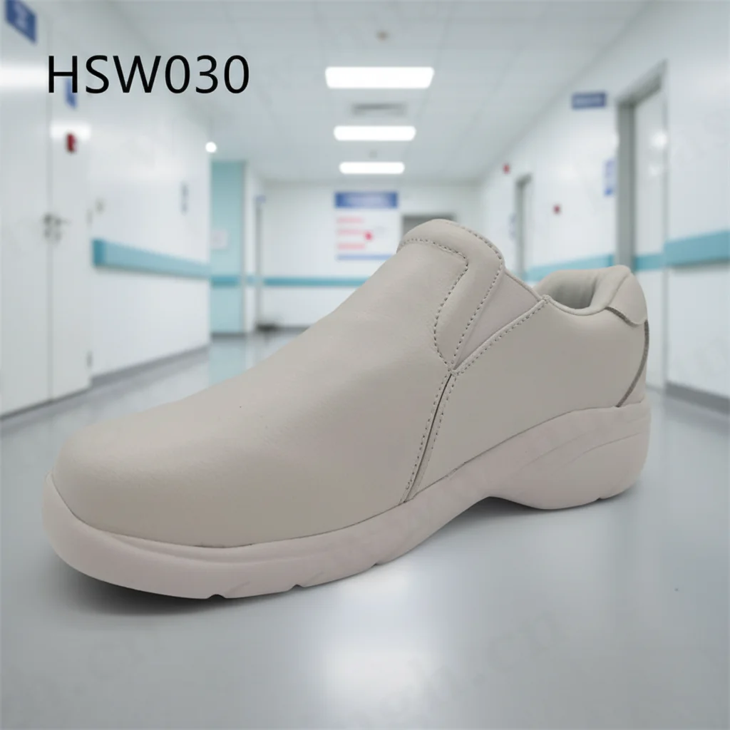 LXG,Inspection Center Full Grain Leather White Work Shoes Dental Office Anti-static Reduces Sweating and Odor Nurse Clogs HSW030
