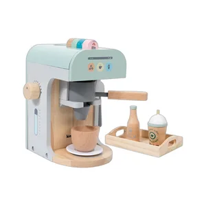 Wooden DIY Pretend Play Kitchen Set with Coffee Machine Safe Mini Birthday Gift for Kids Ages 2-5 Boys and Girls