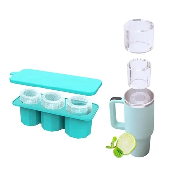 2024 Hot Sale BPA Free Silicone Ice Cube Mold Tray Ice Maker With Lid for 30/40 oz Tumbler Cup