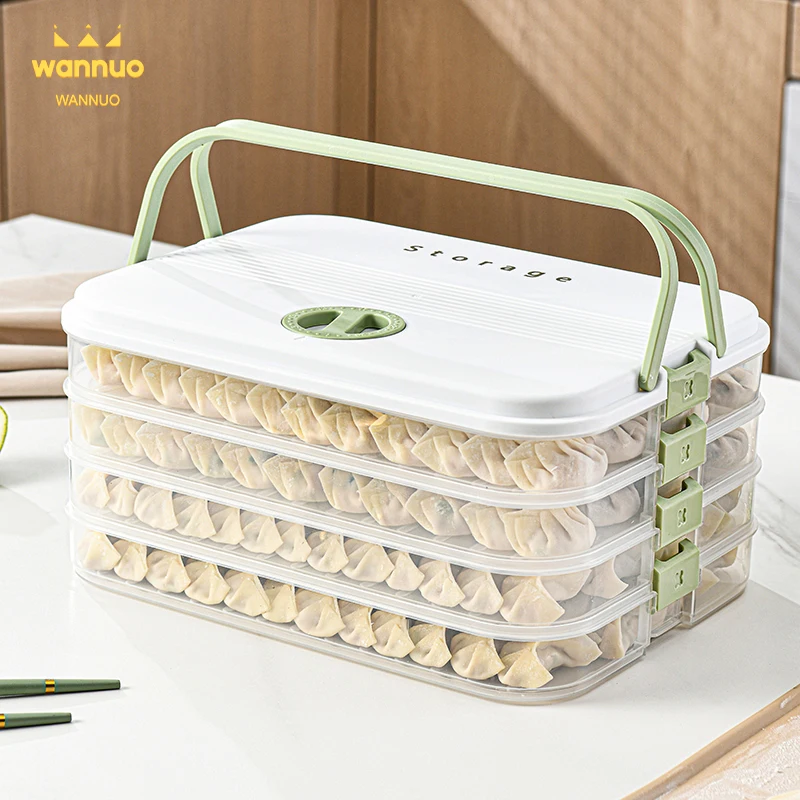 Wannuo 1/2/3/4 Layers Kitchen Containers Dumpling Box Fresh Keeping Box Household Kitchen Refrigerator Storage Box