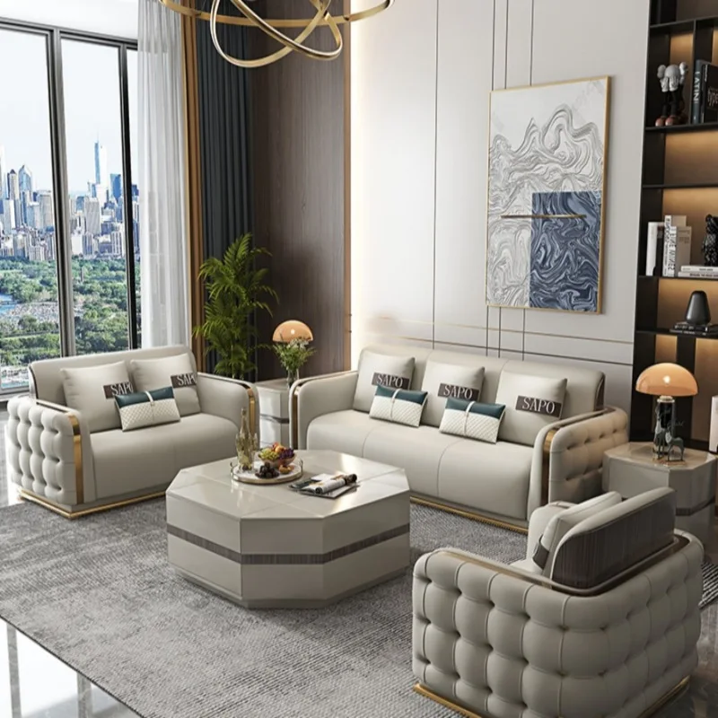 Italian Luxury Modern Leather Sectional Sofa Modern Living Room Sofa ...