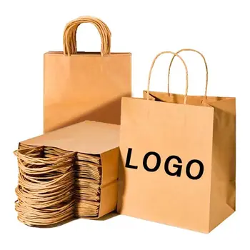 Paper Bag Custom Printed Kraft Paper Bags Recyclable Shopping Clothing Gift Bag Food Take away With Your Own Logo