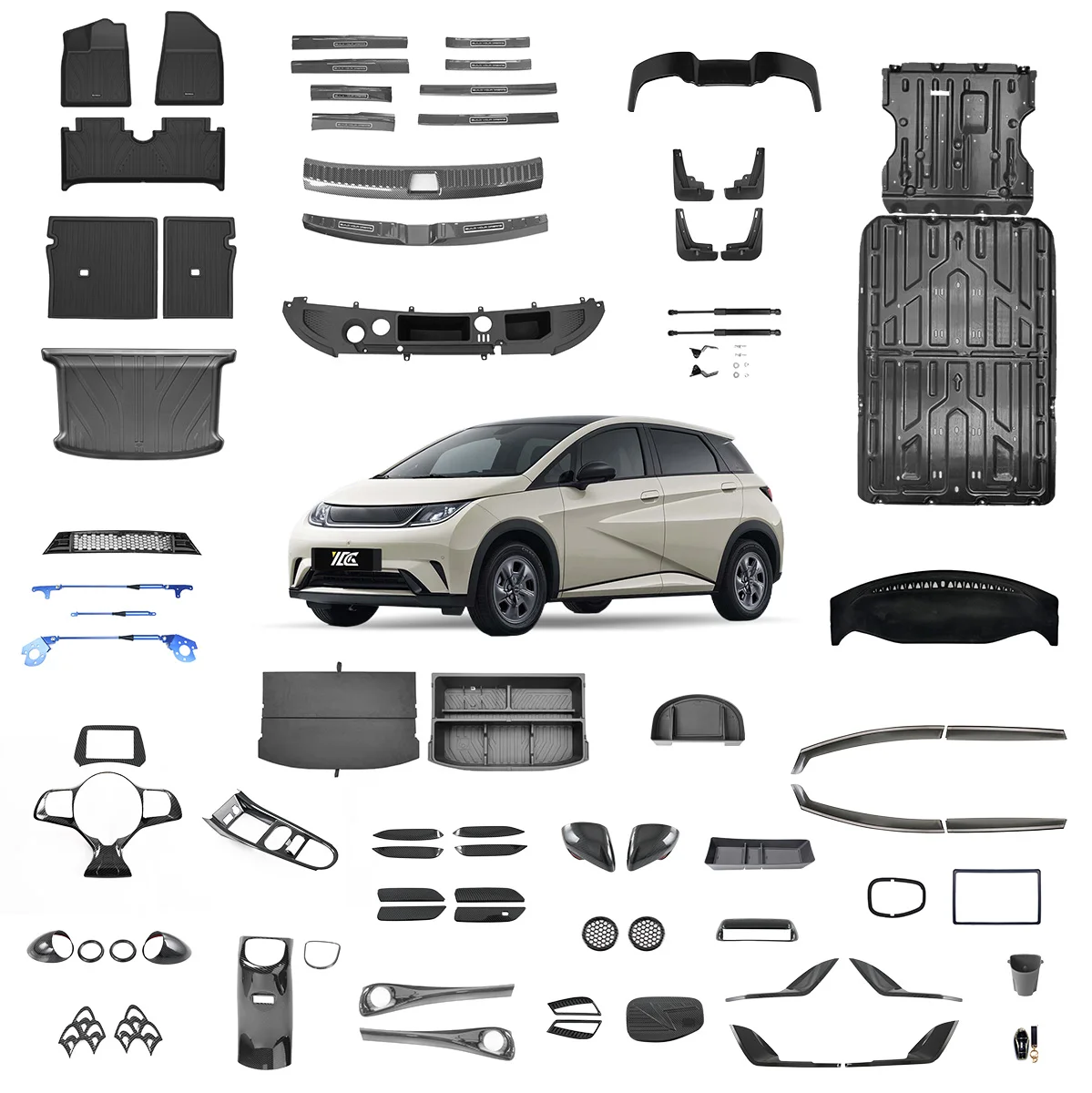 Auto Interior Accessories for BYD Dolphin Customized ABS Carbon Fiber Pattern Decorative Trims Cover Car Exterior Accessory