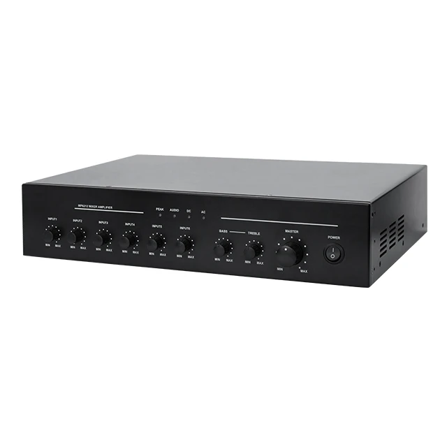 2 Zone Output 5 Mic Input Amplifier with Phantom Power DC24v 60w 120w 240w 8ohm 100v pa Priority Mixer Amplifier