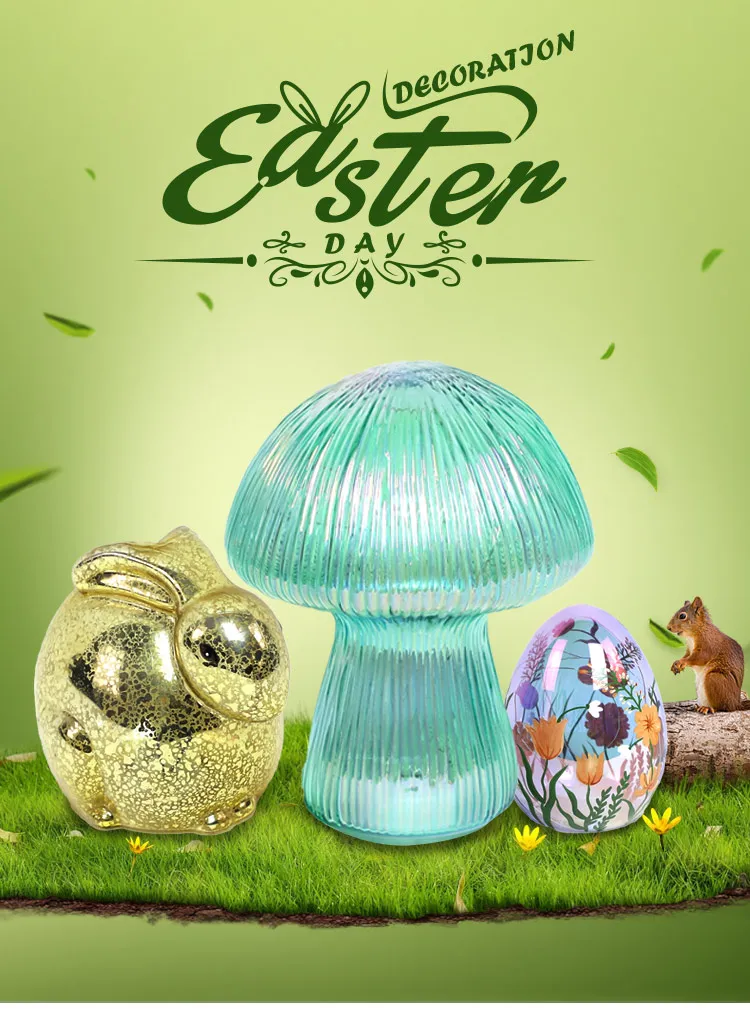 Manufacture decorated artificial big led 3D hand blown glass easter eggs for sale factory