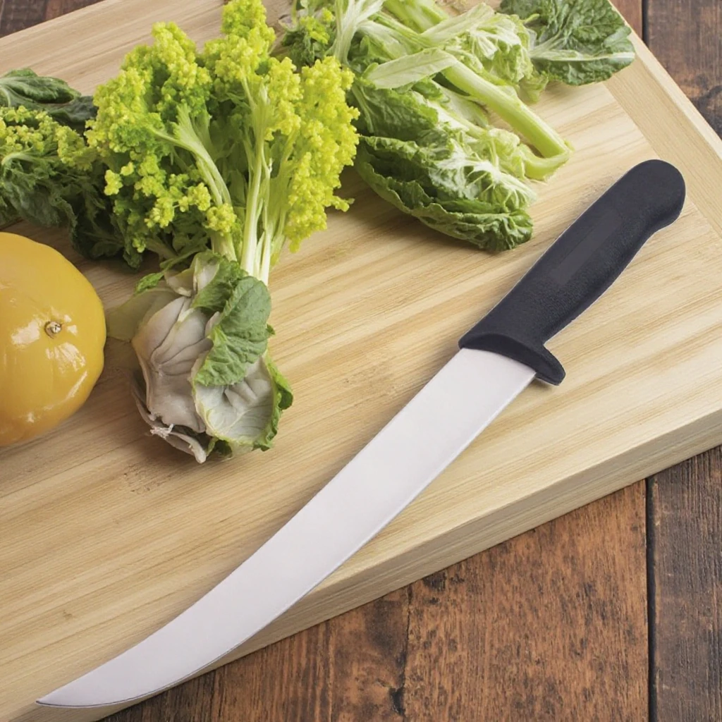 10 Inch Stainless Steel Blade Kitchen Slicer Knife Set Sharp Curved Carving Knife with Plastic PP Handle for Chopping