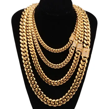SKA Jewelry Wholesale Custom Hip Hop Cuban Curb Link Mens Miami pure gold 9K14k 18k Gold Chain Necklace cuban link necklace