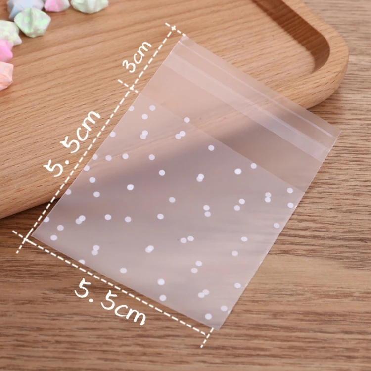 100X Self Seal Adhesive Polka Dots Plastic Cellophane Cookies Candy Gift Bags H 