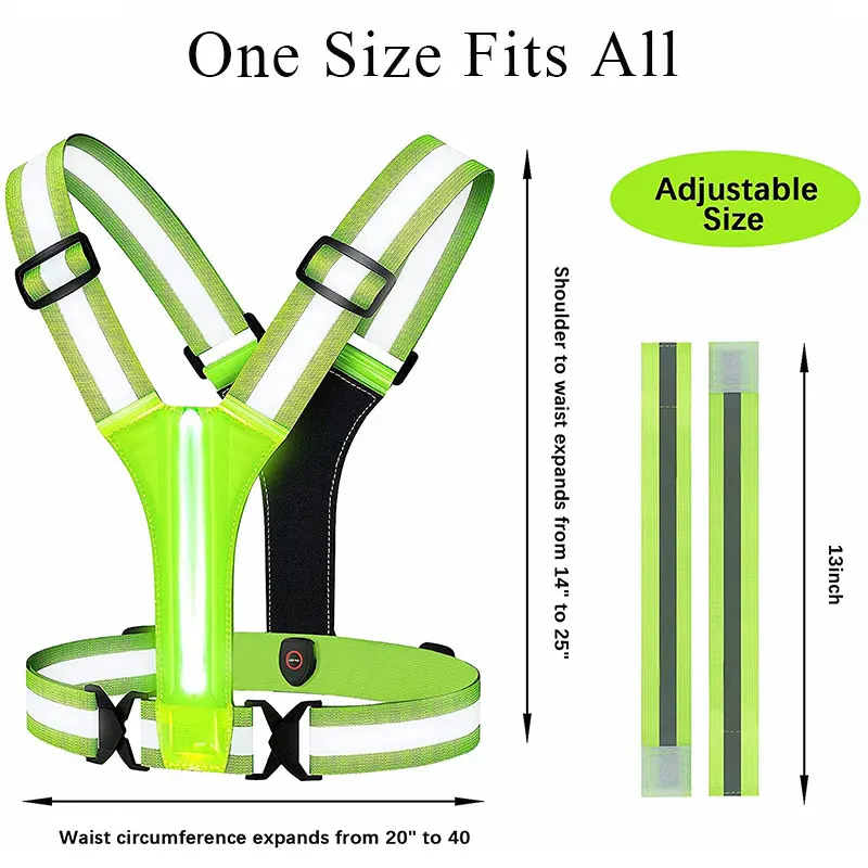 Заряжаемый от USB светодиодный светоотражающий жилет для ходунов с высокой видимостью