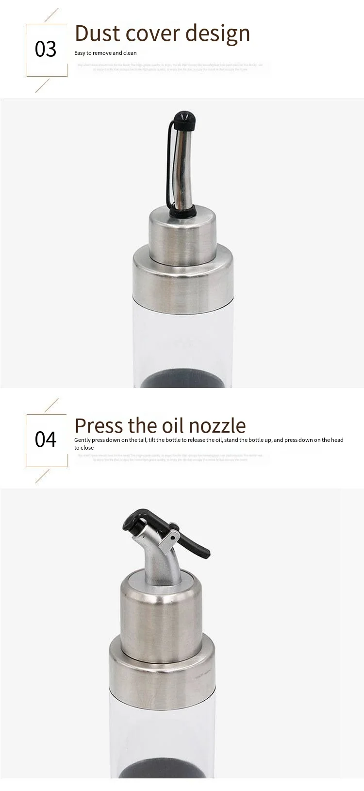 304 stainless steel seasoning bottle oil pot vinegar bottle transparent visible capacity food grade oil bottle supplier