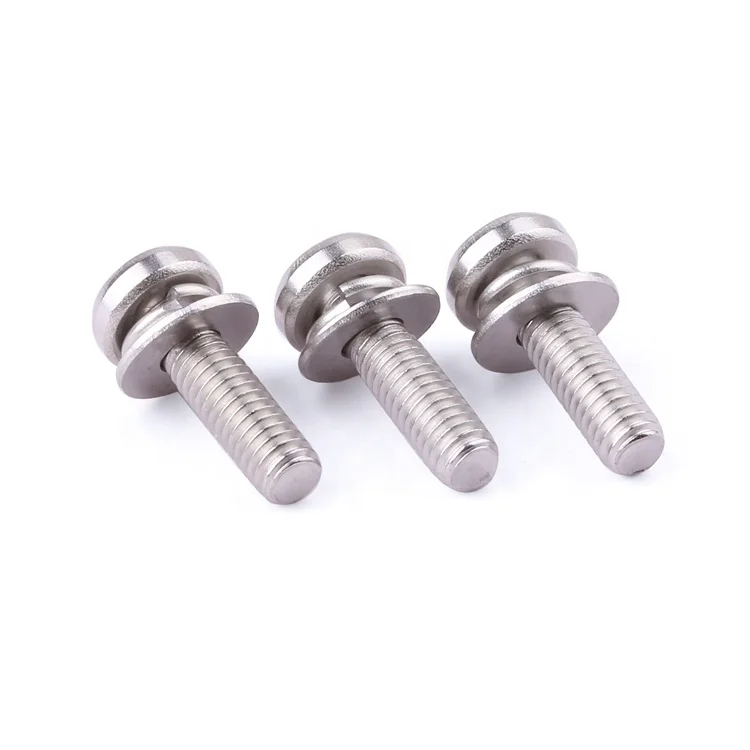 Factory fastener M2-M8 stainless steel pan head flat washer sems screw with sems machine combined screw