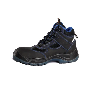 Nubuck Leather High Quality Work Footwear Anti smash Puncture-proof Security Shoes With Reflective Mid top Lace-up Safety Shoes