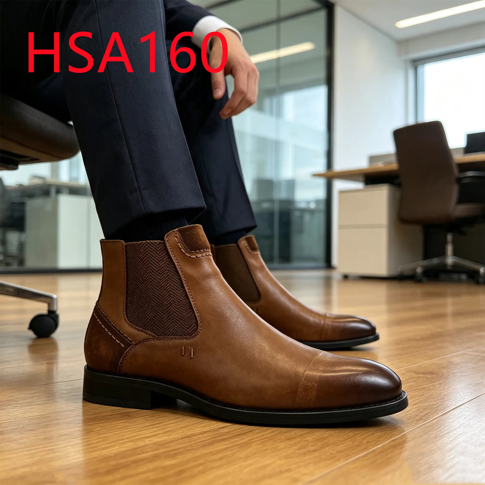 HY,French Style Pull on Style Crazy Horse Leather Hua Singh Uniform Shoes Stretch Elastic Band Design 5
