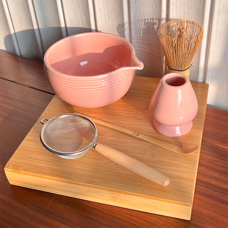 Zenrc 2023 Pink Matcha Tools Set Wholesale Bamboo Whisk With Holder