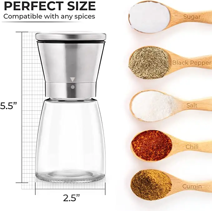 Amazon Hot Sale Grinding Mechanism Salt Mill Refillable Pepper Mill
