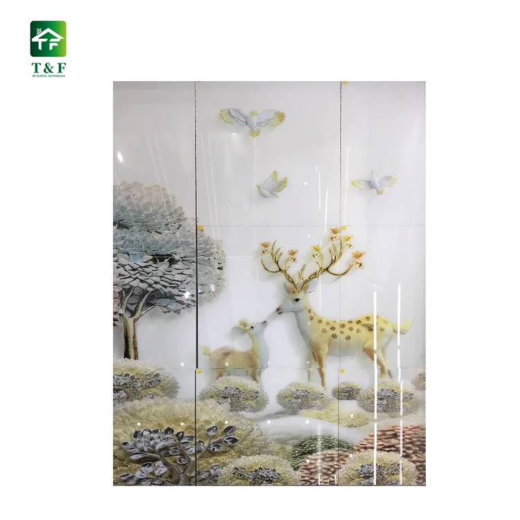 3d Effect Animal Printing Ceramic Floor Tiles for Bathroom High Gloss Full Polished New Bathroom Designs 3d Tile