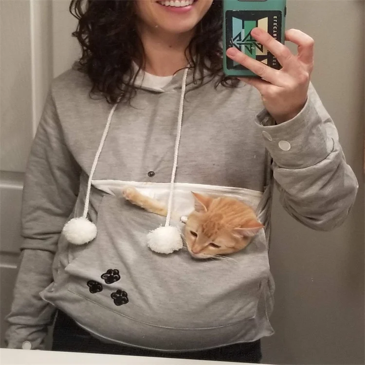 Unisex Pullover Pocket Hoodie Cat Dog Holder Carrier Sweatshirt Pet Cat