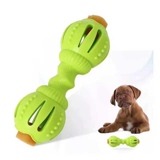 Uniperorr Factory OEM Bite-resistant Molar Dumbbell Shaped Interactive Training Food Dispenser Rubber Pet Toy