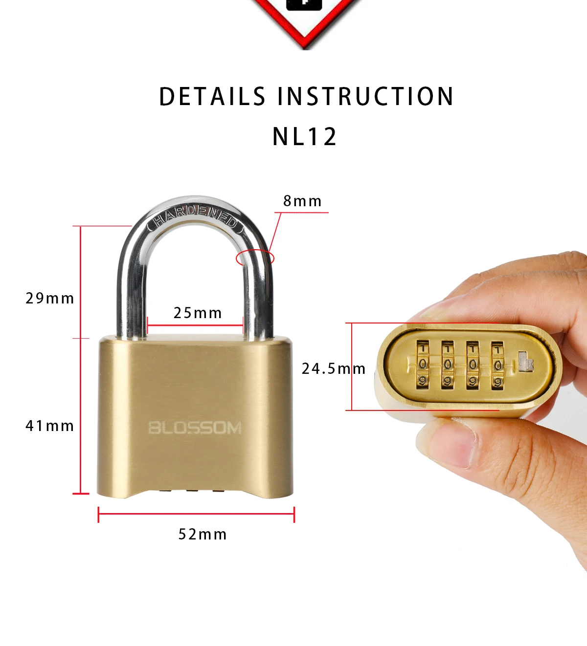 Nl12 Bottom Password Lock High Quality Top Security Lock Outdoor Copper