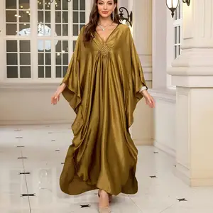 Beach Cover-up Golden Weaving Vacation Robe Dubai Dress Loose Beach Dress