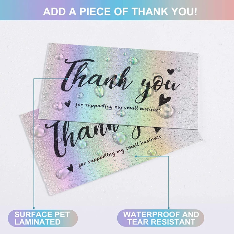 Free Design Support Wedding Invitation Glossy Holographic Greeting Card, Custom Logo Goods Gifts Hologram Thank You Cards-