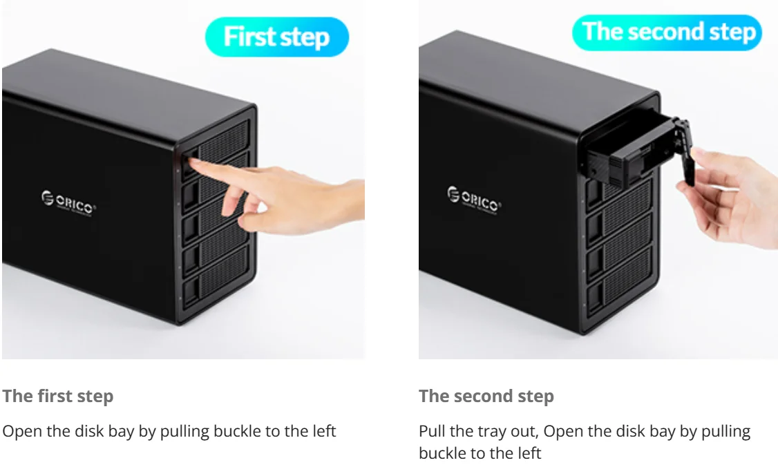 Orico 5 Bay Hard Drive Enclosure Aluminum Typec 10gbp/s 2.5/3.5 Inch
