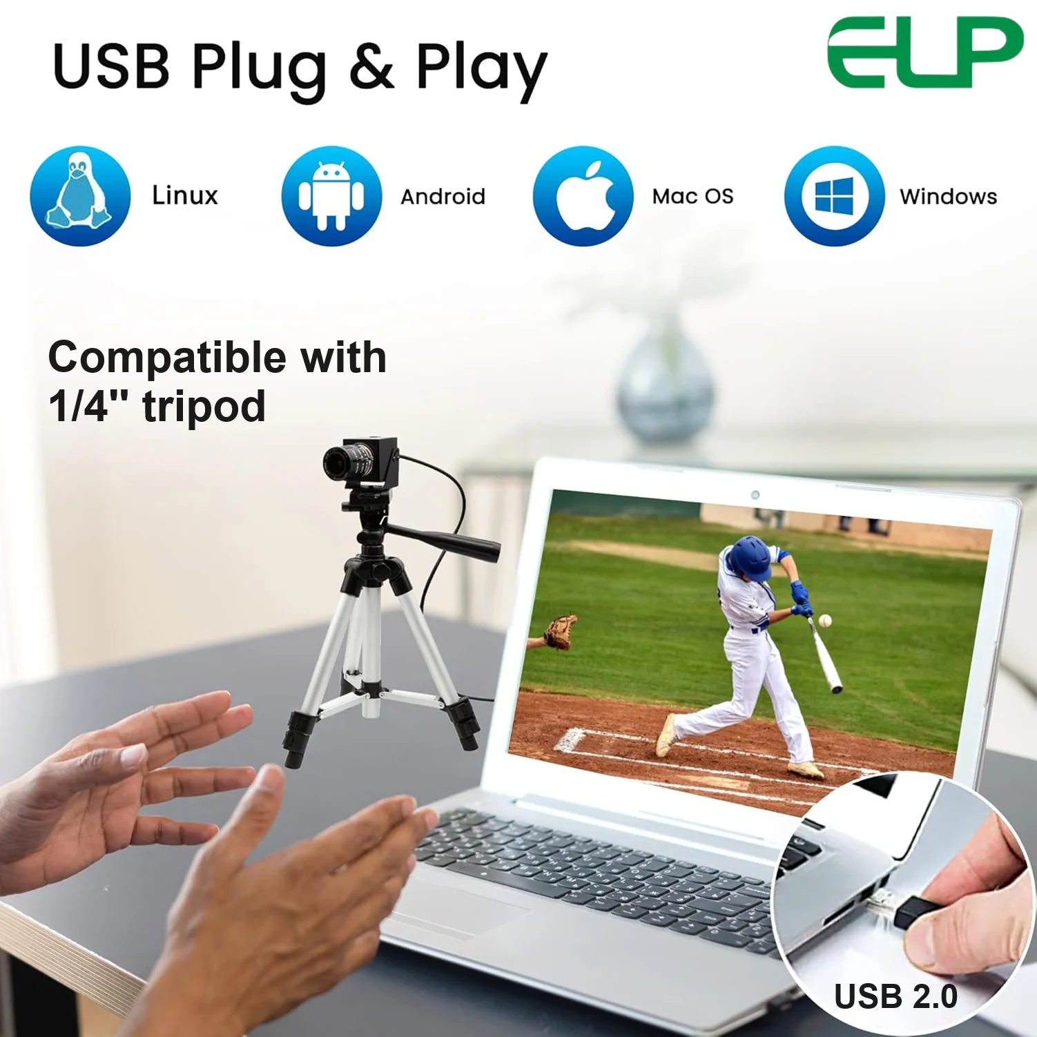 ELP 12mp USB Camera Manual Zoom Webcam For Computer 1080P 120fps - View #4