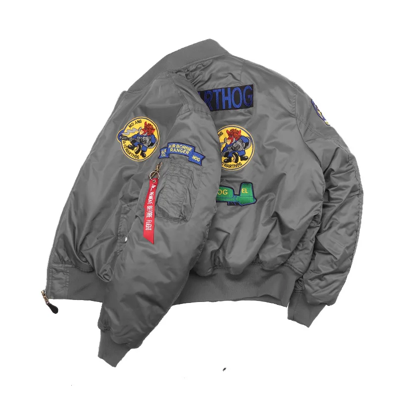 Outdoor Light Warm Custom Nylon Black Winter Satin Varsity Bomber Jackets For Men_voghion.com