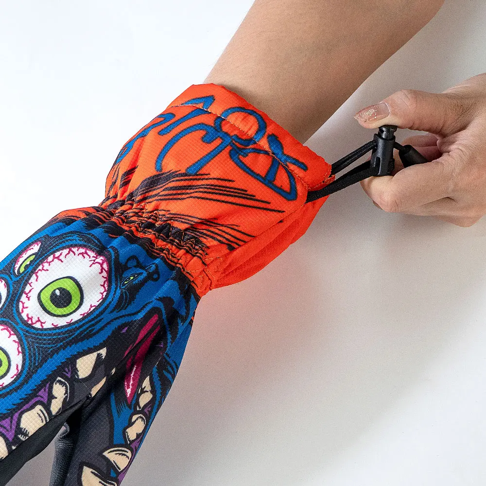 OEM ODM Custom Factory Made Sublimation Printed Waterproof Windproof Ski Gloves/leather Snowboarding Snow Mittens for Men Women