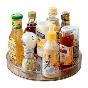 Large Size Single-Tier Plastic Lazy Susan Turntable Organizer Tray for Kitchen Refrigerator Food Storage