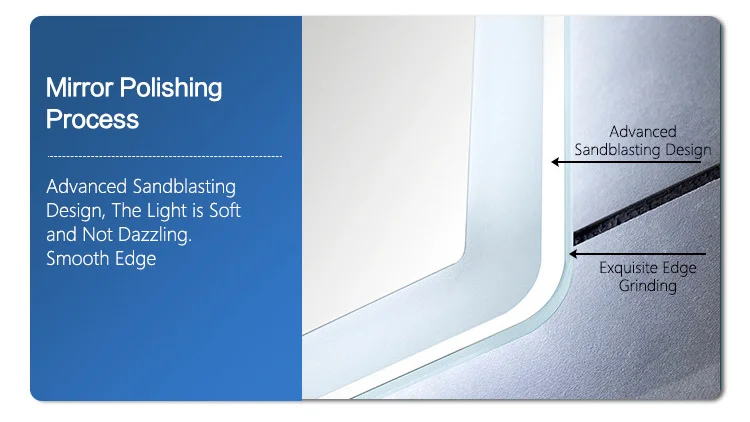 Kamali custom simple design hotel rectangular luxury illuminated defog glass backlit bathroom wall mounted smart LED mirror