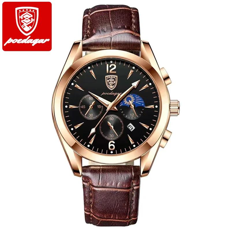 POEDAGAR 8298 Men Watches New Fashion Stainless Steel Date Waterproof Luminous Top Brand aperçu 12