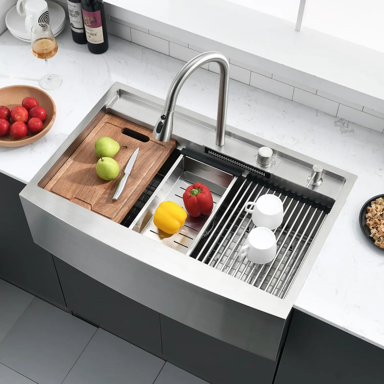 Amazon Best-selling Kitchen SINK Handmade Sink Under the Counter Basin 33 Inches Kitchen Embedded Stainless Steel Sink