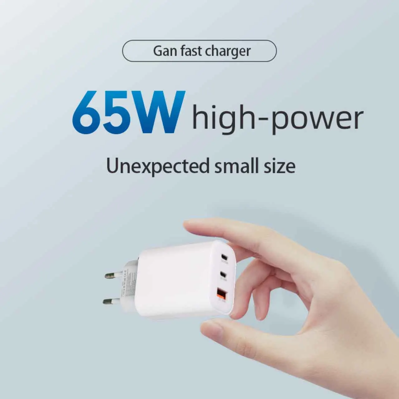PD 65W USB-C Charger, US Standard PD Fast Charging Type-C Charger, GaN Multi-Port Wall Charger Dual USB-C Output A809