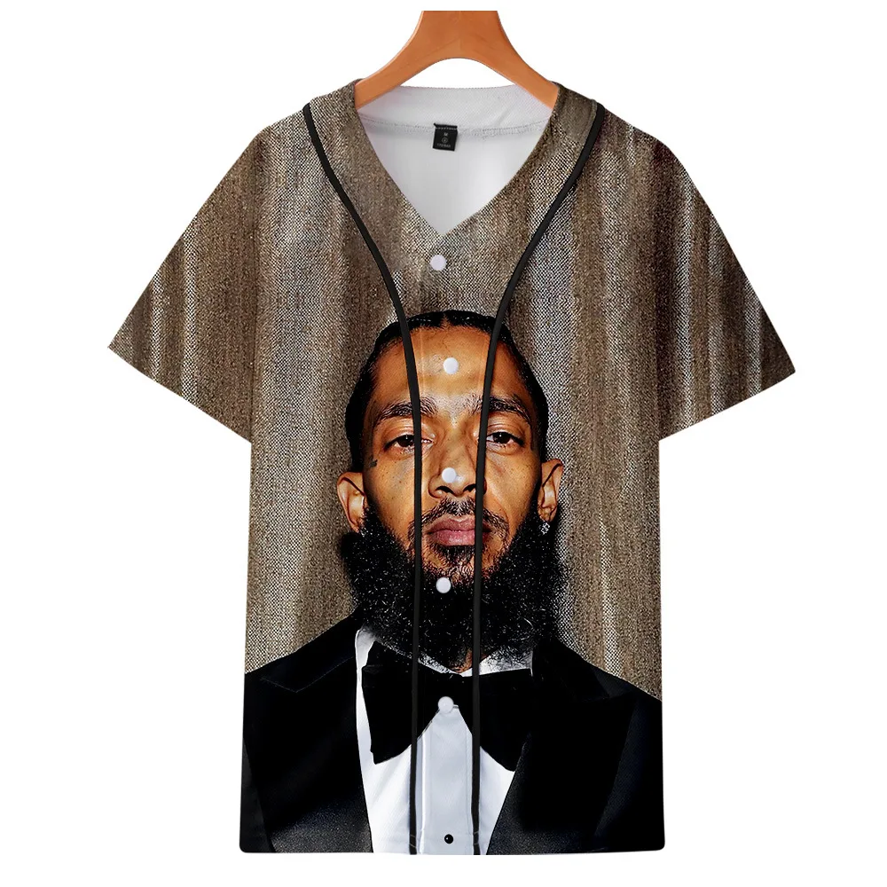 Wholesale European and American rapper nipsey hussle fashion souvenir shirt  men's and women's 3-D printed thin baseball clothes From m.